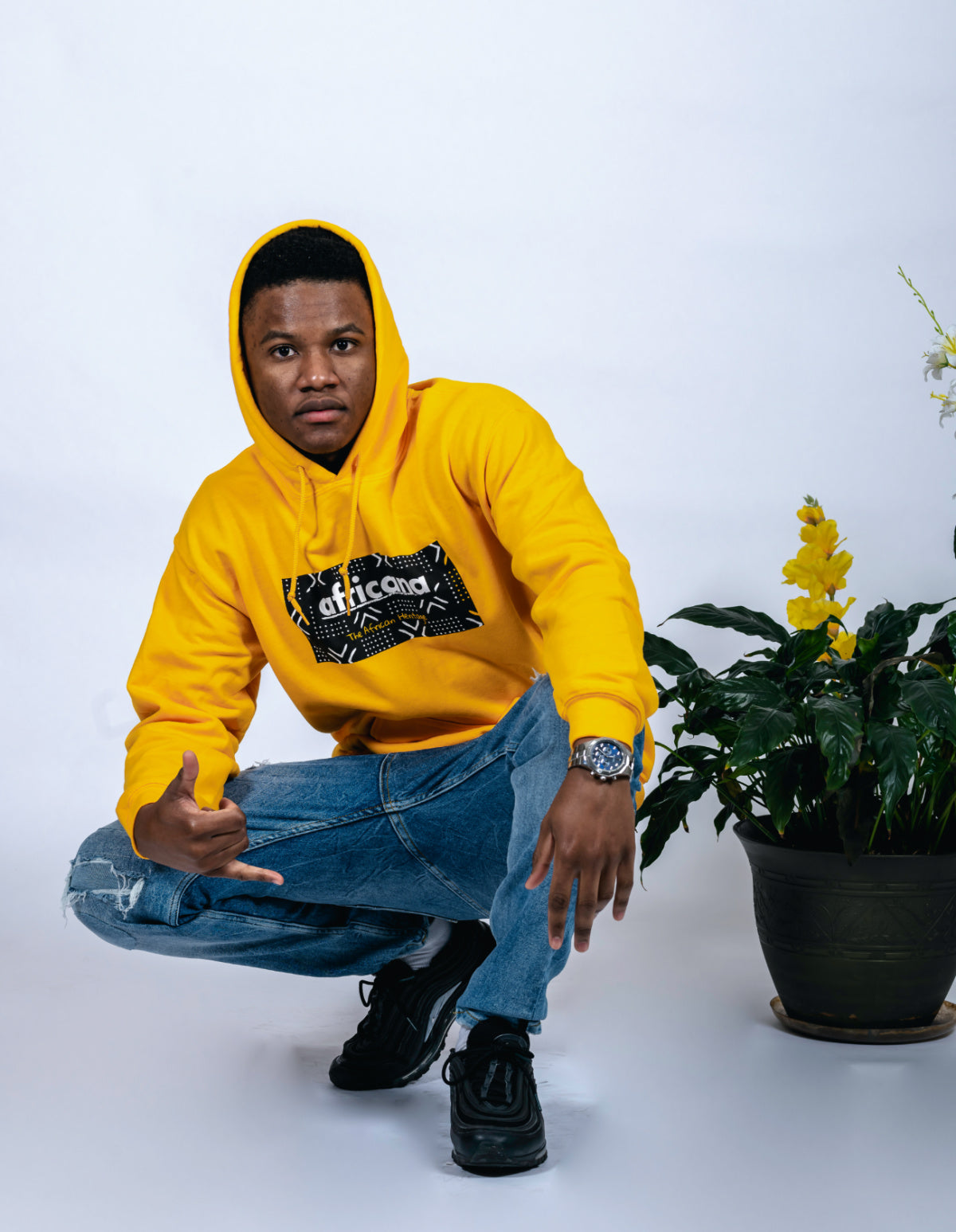 Pull à Capuche Africana Jaune